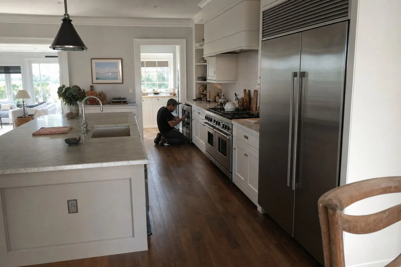 A luxury Harrison kitchen with built-in Sub-Zero and Wolf appliances on a same-day visit