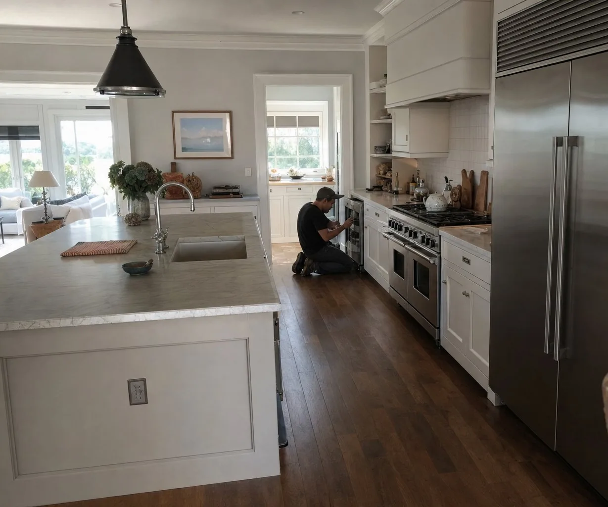 A luxury Harrison kitchen with built-in Sub-Zero and Wolf appliances up close
