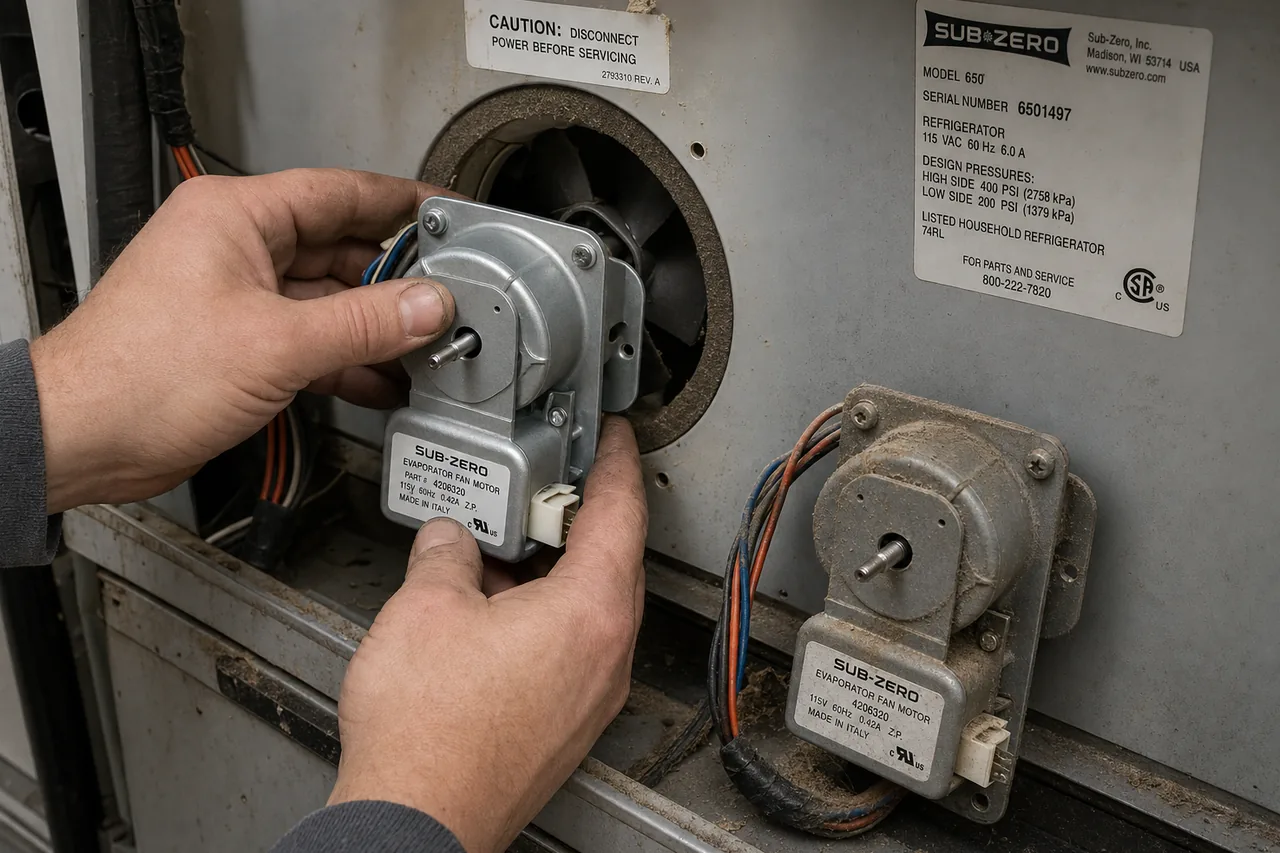Close-up of an OEM appliance part replacement