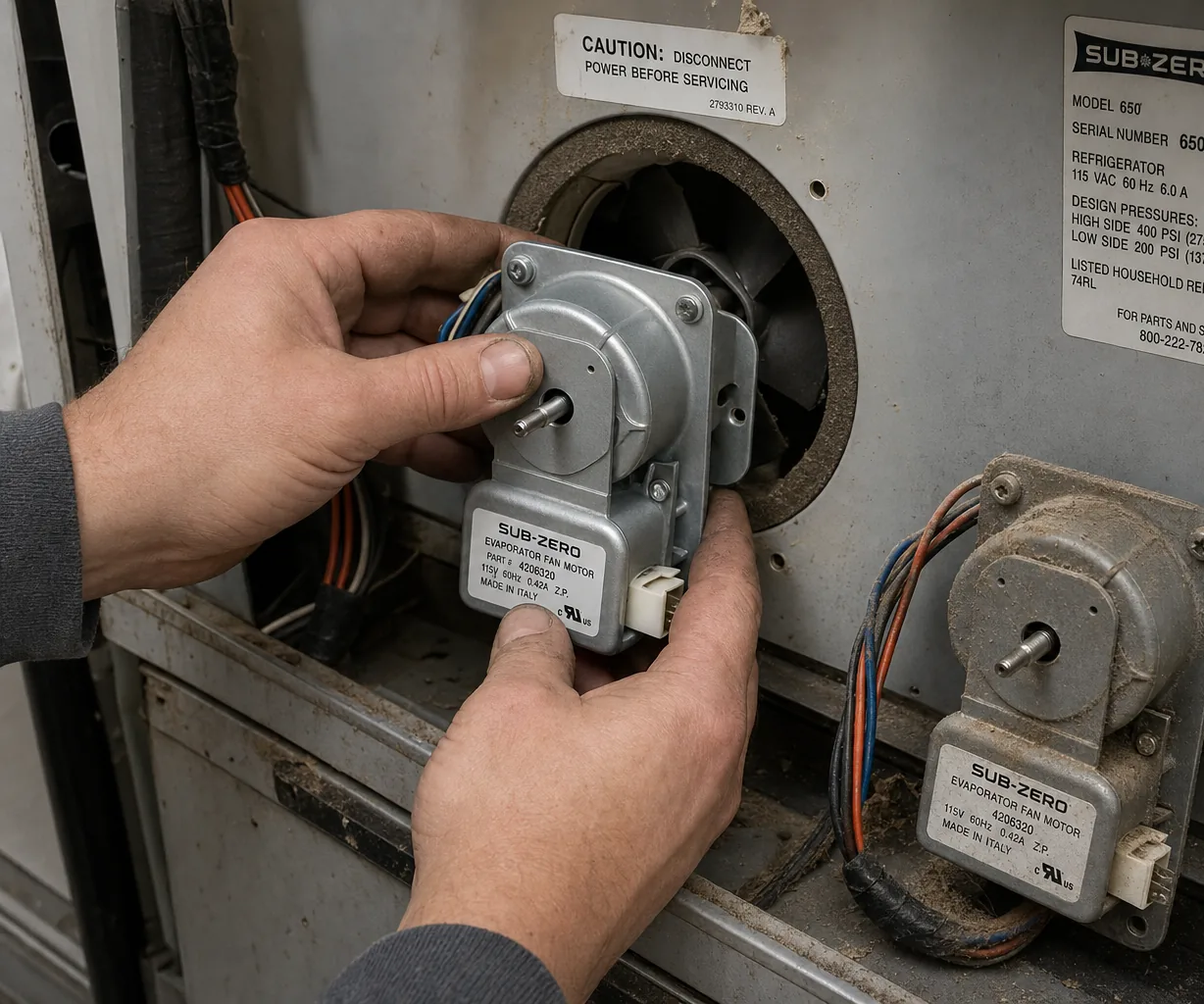 Close-up of an OEM appliance part replacement